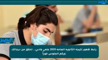 رابط ظهور نتيجة الثانوية العامة 2025 علمي وأدبي.. تحقق من درجاتك ورقم الجلوس فوراً